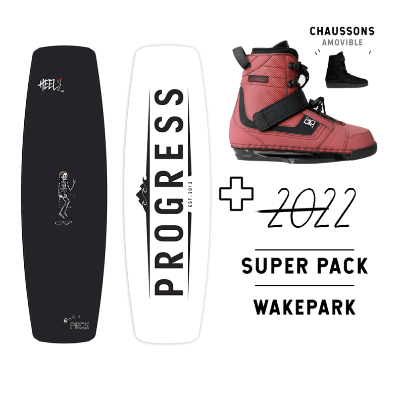 Pack wakeboard 2022 Heely Progress + chausses Heritage Double Up