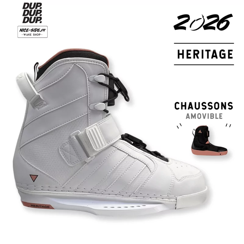 2026 Chausses Double Up Figment Heritage blanche wakeboard cable