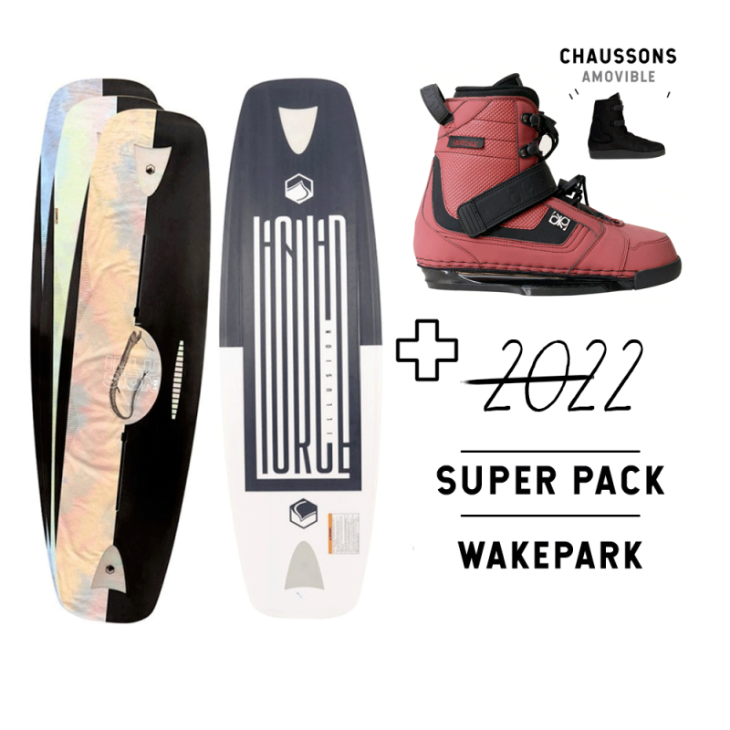 Pack wakeboard et chausses Illusion 2022 et chausses Double Up heritage 2022 homme wakepark